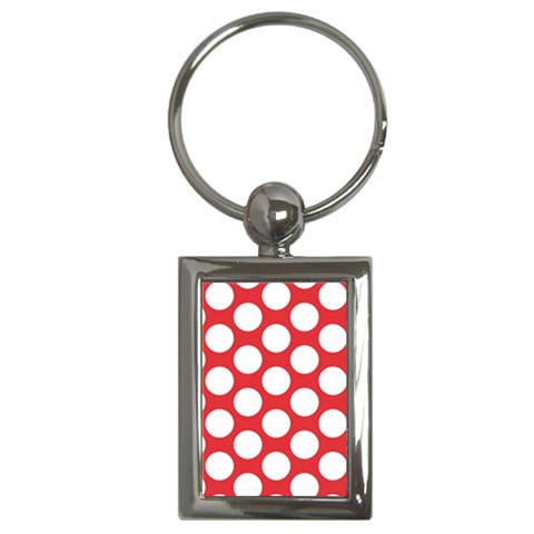 Red Polkadot Key Chain (Rectangle) from ArtsNow.com Front