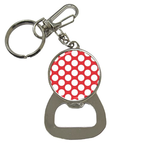 Red Polkadot Bottle Opener Key Chain from ArtsNow.com Front