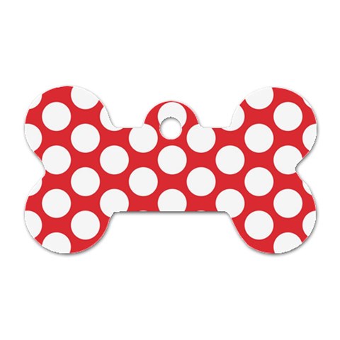 Red Polkadot Dog Tag Bone (Two Sided) from ArtsNow.com Front