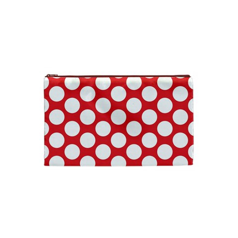 Red Polkadot Cosmetic Bag (Small) from ArtsNow.com Front