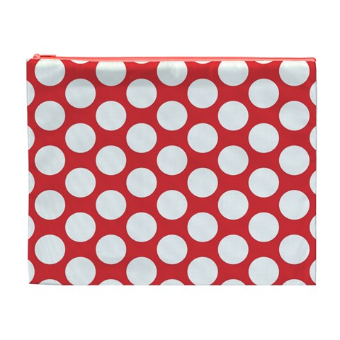Red Polkadot Cosmetic Bag (XL) from ArtsNow.com Front
