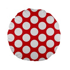 Red Polkadot 15  Premium Round Cushion  from ArtsNow.com Front