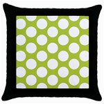 Spring Green Polkadot Black Throw Pillow Case