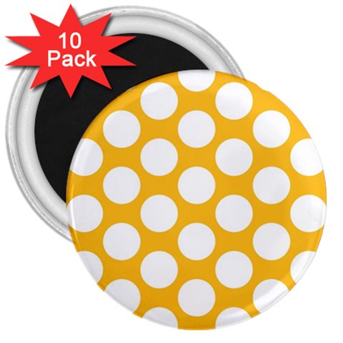 Sunny Yellow Polkadot 3  Button Magnet (10 pack) from ArtsNow.com Front