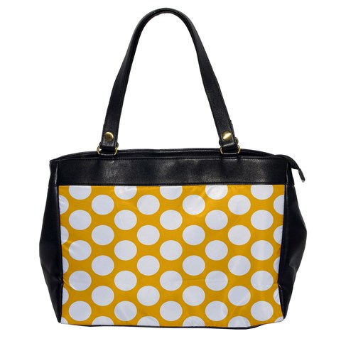 Sunny Yellow Polkadot Oversize Office Handbag (One Side) from ArtsNow.com Front