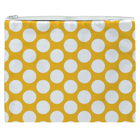 Sunny Yellow Polkadot Cosmetic Bag (XXXL) from ArtsNow.com Front
