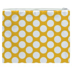 Sunny Yellow Polkadot Cosmetic Bag (XXXL) from ArtsNow.com Back