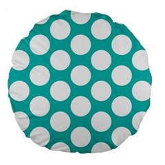 Turquoise Polkadot Pattern 18  Premium Round Cushion  from ArtsNow.com Front