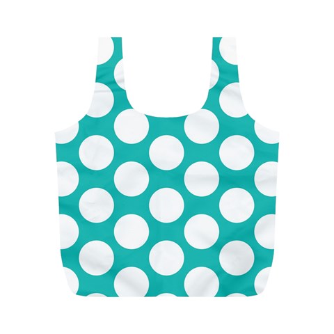 Turquoise Polkadot Pattern Reusable Bag (M) from ArtsNow.com Front