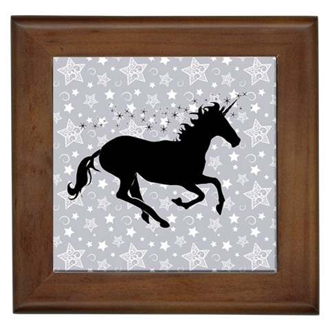 Unicorn on Starry Background Framed Ceramic Tile from ArtsNow.com Front