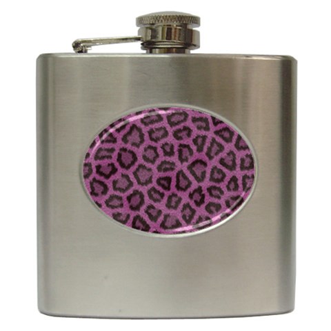 Leopard Hip Flask (6 oz) from ArtsNow.com Front