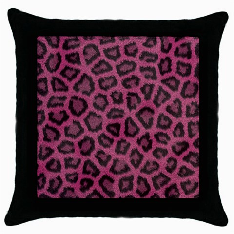 Leopard Throw Pillow Case (Black) from ArtsNow.com Front