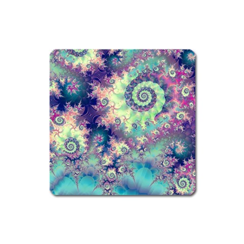 Violet Teal Sea Shells, Abstract Underwater Forest Magnet (Square) from ArtsNow.com Front