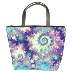 Violet Teal Sea Shells, Abstract Underwater Forest Bucket Bag from ArtsNow.com Front