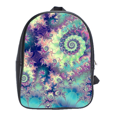 Violet Teal Sea Shells, Abstract Underwater Forest School Bag (Large) from ArtsNow.com Front