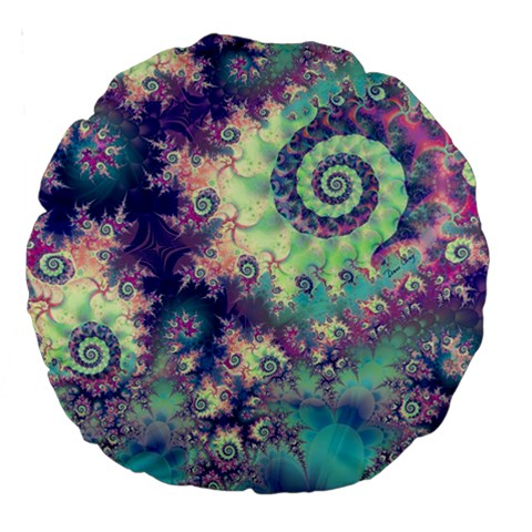 Violet Teal Sea Shells, Abstract Underwater Forest 18  Premium Round Cushion  from ArtsNow.com Back