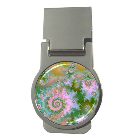 Rose Forest Green, Abstract Swirl Dance Money Clip (Round) from ArtsNow.com Front