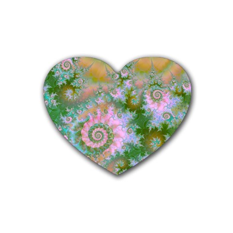 Rose Forest Green, Abstract Swirl Dance Drink Coasters (Heart) from ArtsNow.com Front