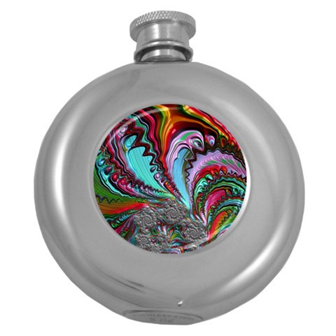 Special Fractal 02 Red Hip Flask (Round) from ArtsNow.com Front