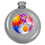 Lovely Flowers, Blue Hip Flask (Round)