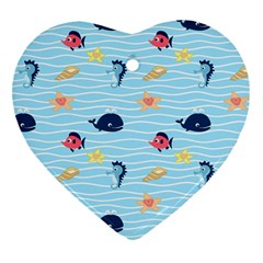 Fun Fish of the Ocean Heart Ornament (Two Sides) from ArtsNow.com Front