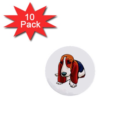 Basset Hound 1  Mini Button (10 pack)  from ArtsNow.com Front