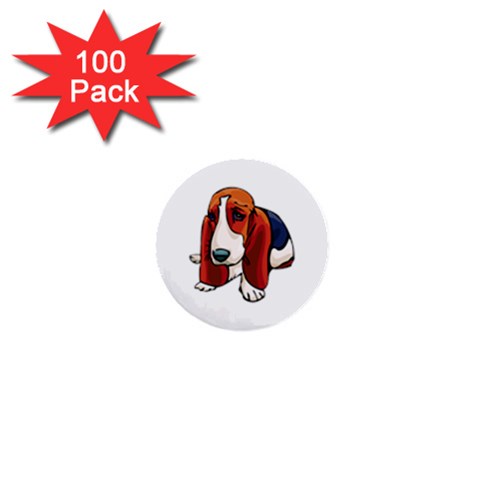 Basset Hound 1  Mini Button (100 pack)  from ArtsNow.com Front
