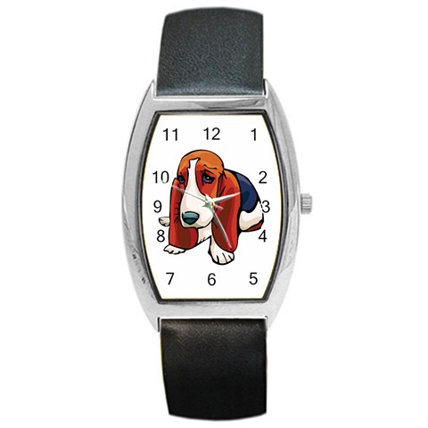Basset Hound Barrel Style Metal Watch from ArtsNow.com Front