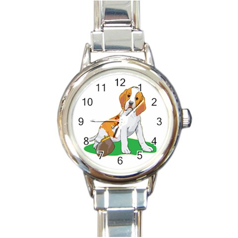 Beagle Round Italian Charm Watch from ArtsNow.com Front