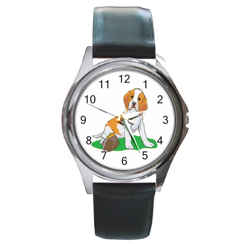 Beagle Round Metal Watch from ArtsNow.com Front