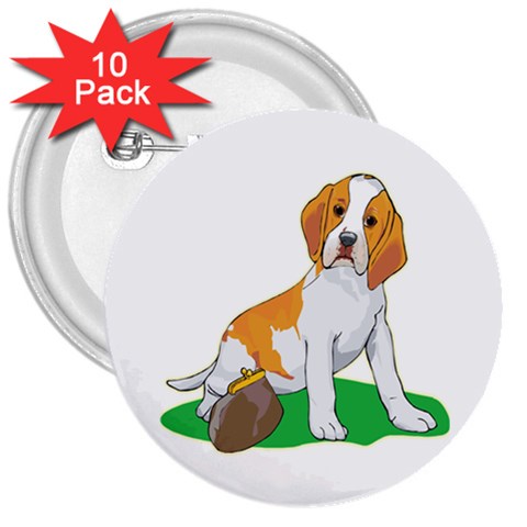 Beagle 3  Button (10 pack) from ArtsNow.com Front