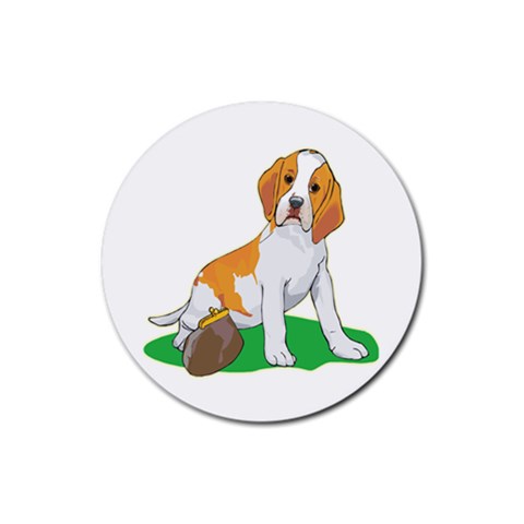 Beagle Rubber Coaster (Round) from ArtsNow.com Front