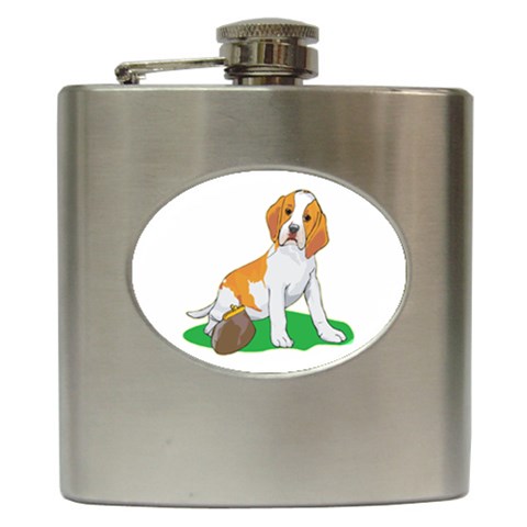 Beagle Hip Flask (6 oz) from ArtsNow.com Front