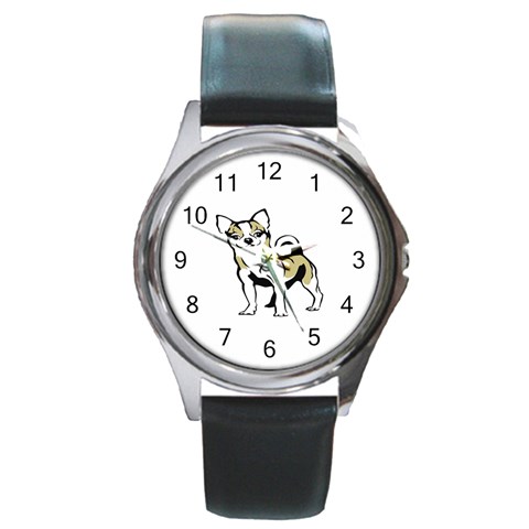 Chihuahua Round Metal Watch from ArtsNow.com Front