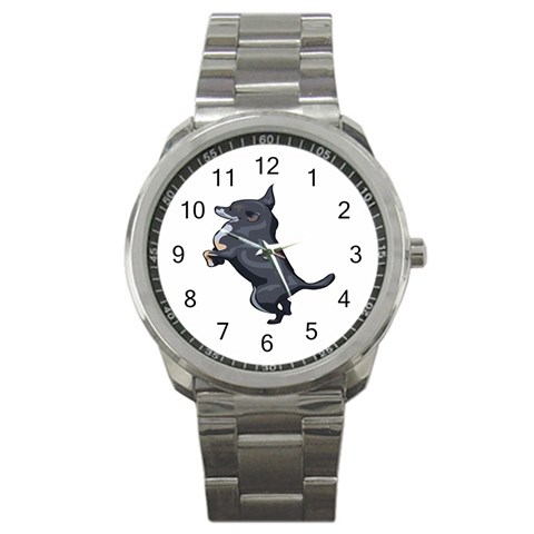 Chihuahua Sport Metal Watch from ArtsNow.com Front