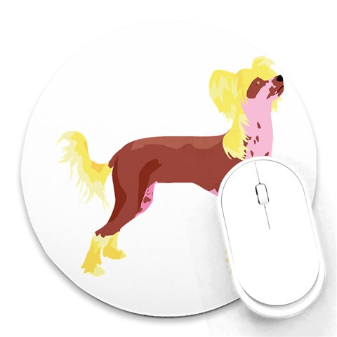 Chinese Crested Round Mousepad from ArtsNow.com Front