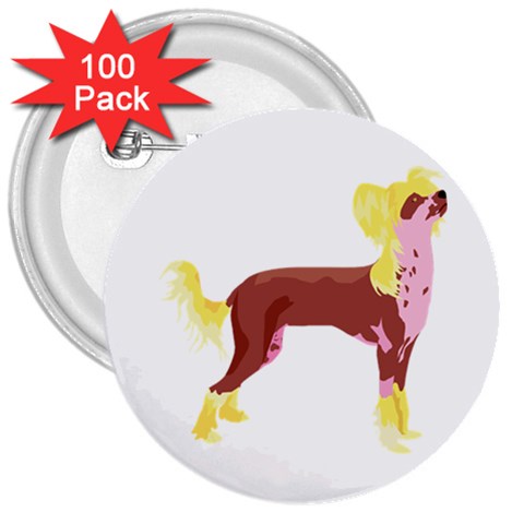 Chinese Crested 3  Button (100 pack) from ArtsNow.com Front