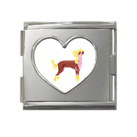 Chinese Crested Mega Link Heart Italian Charm (18mm) from ArtsNow.com Front