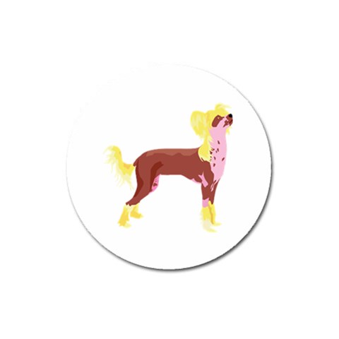 Chinese Crested Magnet 3  (Round) from ArtsNow.com Front