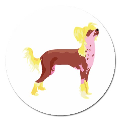 Chinese Crested Magnet 5  (Round) from ArtsNow.com Front