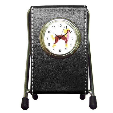 Chinese Crested Pen Holder Desk Clock from ArtsNow.com Front