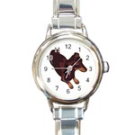 Dachshund Round Italian Charm Watch