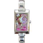 Raspberry Lime Delight, Abstract Ferris Wheel Rectangular Italian Charm Watch