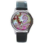 Raspberry Lime Delight, Abstract Ferris Wheel Round Metal Watch Raspberry Lime Delight, Abstract Ferris Wheel Round Metal Watch