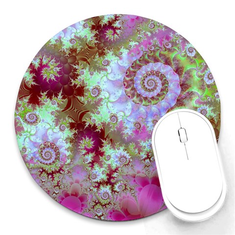 Raspberry Lime Delight, Abstract Ferris Wheel Round Mousepad from ArtsNow.com Front