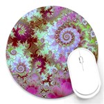 Raspberry Lime Delight, Abstract Ferris Wheel Round Mousepad