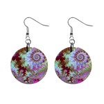 Raspberry Lime Delight, Abstract Ferris Wheel 1 Button Earrings Raspberry Lime Delight, Abstract Ferris Wheel 1 Button Earrings