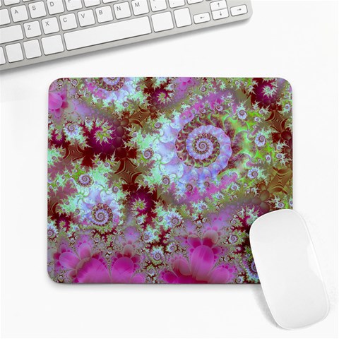 Raspberry Lime Delight, Abstract Ferris Wheel Large Mousepad from ArtsNow.com Front