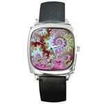 Raspberry Lime Delight, Abstract Ferris Wheel Square Metal Watch Raspberry Lime Delight, Abstract Ferris Wheel Square Metal Watch