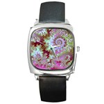 Raspberry Lime Delight, Abstract Ferris Wheel Square Metal Watch